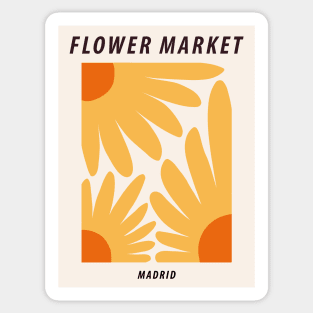 Flower market print, Madrid, Posters aesthetic, Sunflowers, Cottagecore decor, Floral art Sticker